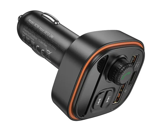 АЗУ FM модулятор Borofone BC59 Heroic (2USB-A/1C) Black