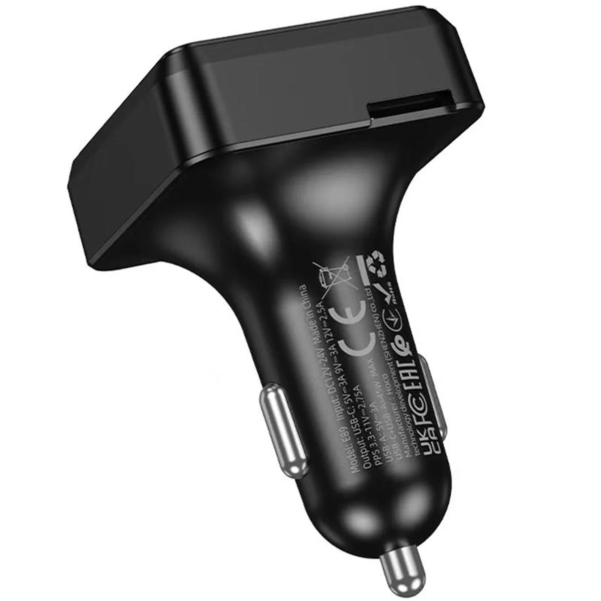 АЗУ FM модулятор Hoco E89 Libre 45W (1USB-A/1C) Black