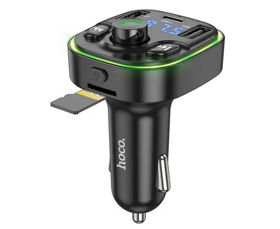 АЗУ FM модулятор Hoco DE5 PD20W+QC3.0 (2USB-A/1C) Black