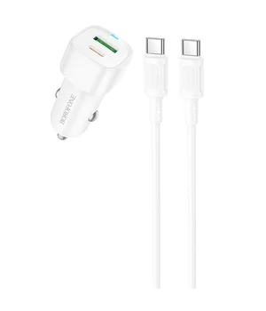 АЗУ Borofone BZ34B Cloud PD20W+QC3.0 total 38W (1USB-A/1C) + кабель Type-C to Type-C White
