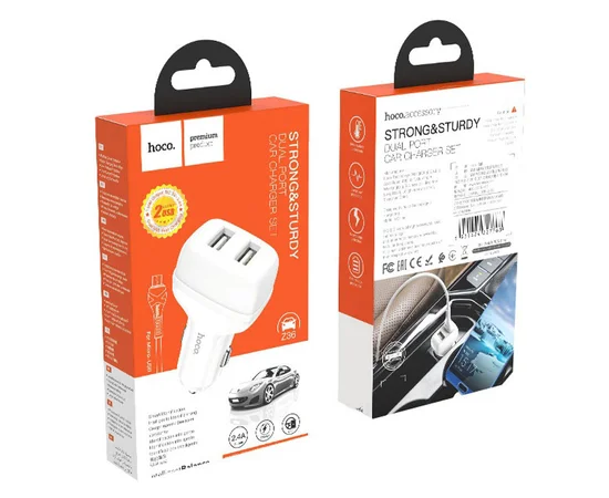 АЗУ Hoco Z36 Leader 2.4A (2USB-A) + кабель USB to MicroUSB Білий