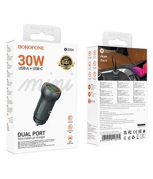 АЗУ Borofone BZ32A Fresh PD30W+QC3.0 (1USB-A/1C) Metal gray
