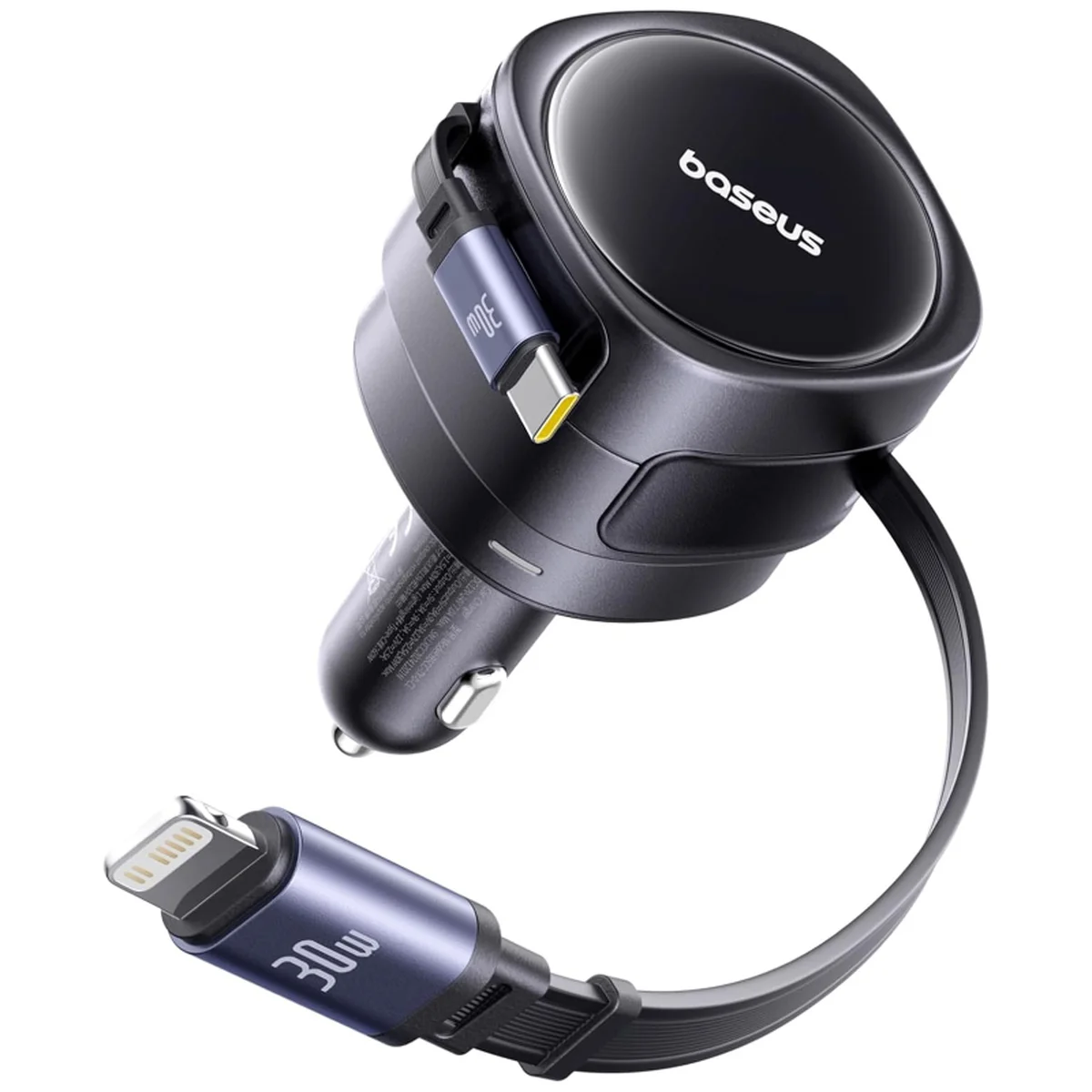 АЗУ Baseus Enjoyment Max PD60W with retractable cables (1USB-C/1L) (C00035507121) Cosmic Black