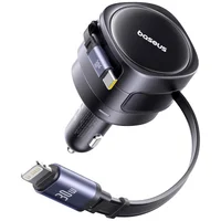 АЗУ Baseus Enjoyment Max PD60W with retractable cables (1USB-C/1L) (C00035507121) Cosmic Black