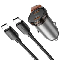 АЗУ Hoco NZ16B Rigorous PD45W (2USB-C) + кабель Type-C to Type-C Metal grey