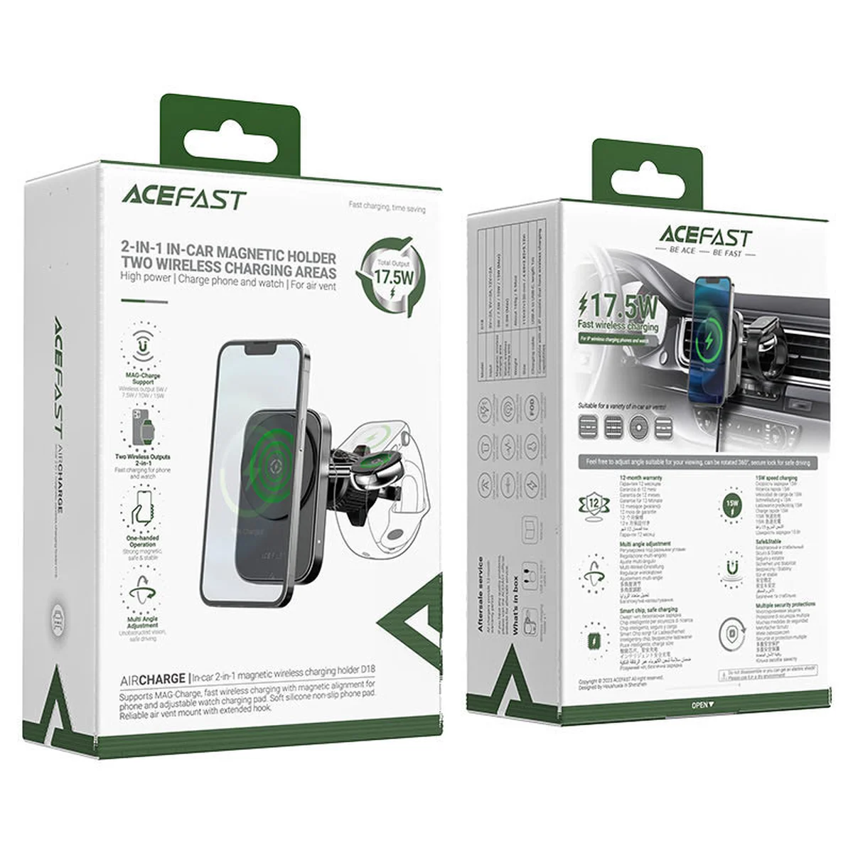 Автодержатель с БЗУ Acefast D18 2in1 in-car Black