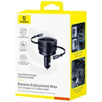 АЗУ Baseus Enjoyment Max PD60W with retractable cables (1USB-C/1L) (C00035507121) Cosmic Black