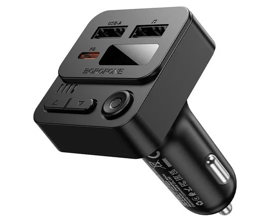 АЗУ FM модулятор Borofone BC60 Hero 35W (2USB-A/1C) Black