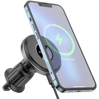 Автодержатель с БЗУ Borofone BH202 Seaside magnetic Metal gray