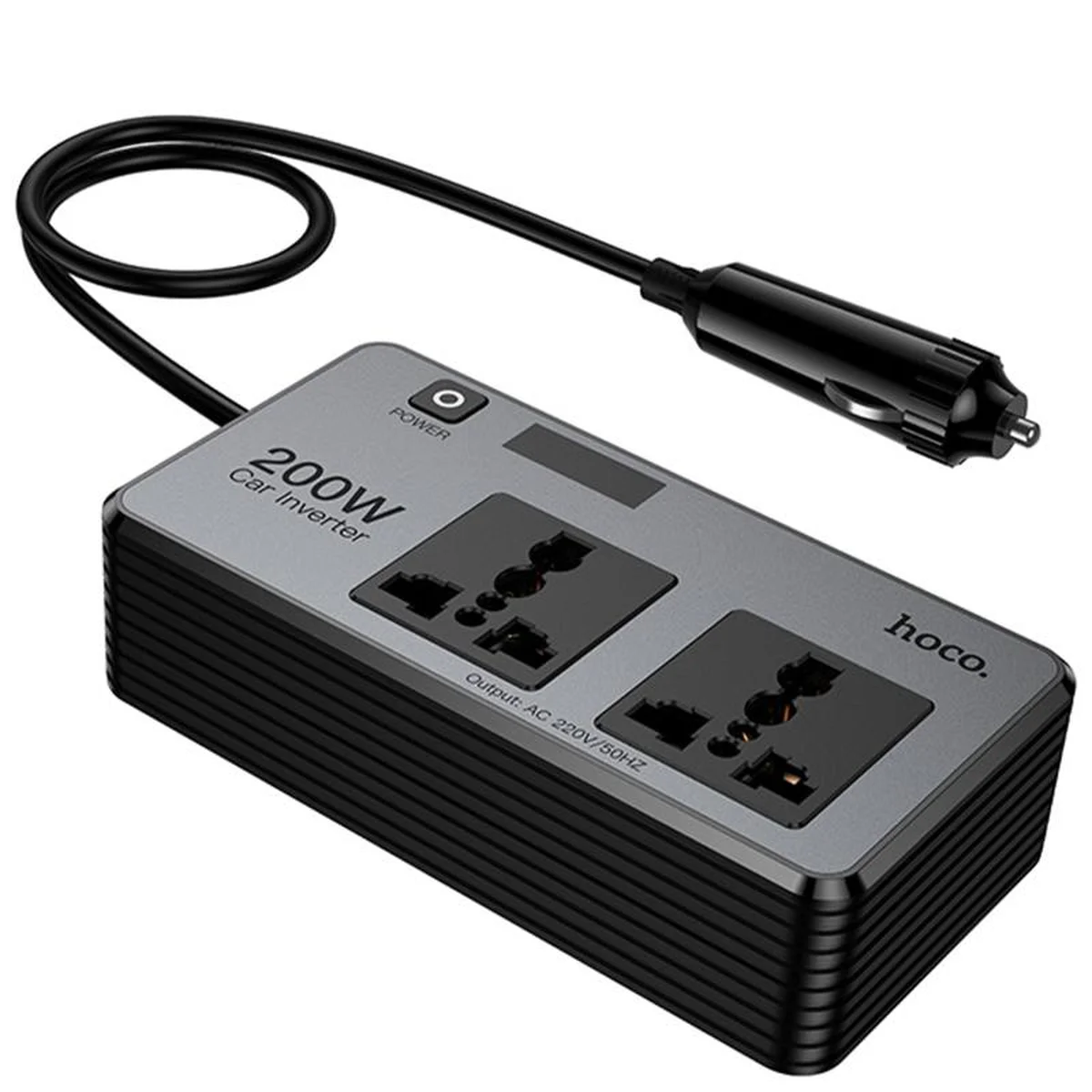 АЗУ інвертор Hoco Z66 New PD66W+QC3.0 (2USB-A/1C/2xSocket) (0.5m) Black