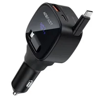АЗУ Acefast B17 PD30W+QC3.0 total 95W (1USB-A/1C) with retractable cable Type-C Black