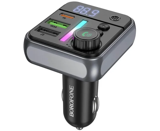 АЗУ FM модулятор Borofone BC50 Ascenso PD20W+QC3.0 18W (2USB-A/1C) Black