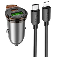 АЗУ Hoco NZ16A Rigorous 43W (1USB-A/1C) + кабель Type-C to Lightning Metal grey