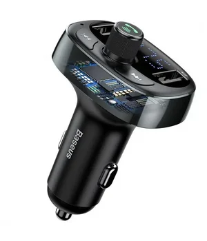 АЗУ FM модулятор Baseus S-09 Overseas Edition 3.4A (2USB-A) (CCMT000301) Black