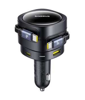 АЗУ Baseus Enjoyment Max PD90W with retractable cables (1USB-A/3C) (C00035507121) Cosmic Black
