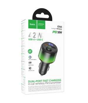 АЗУ FM модулятор Hoco E166 Path PD42W+QC3.0 (1USB-A/1C) Black