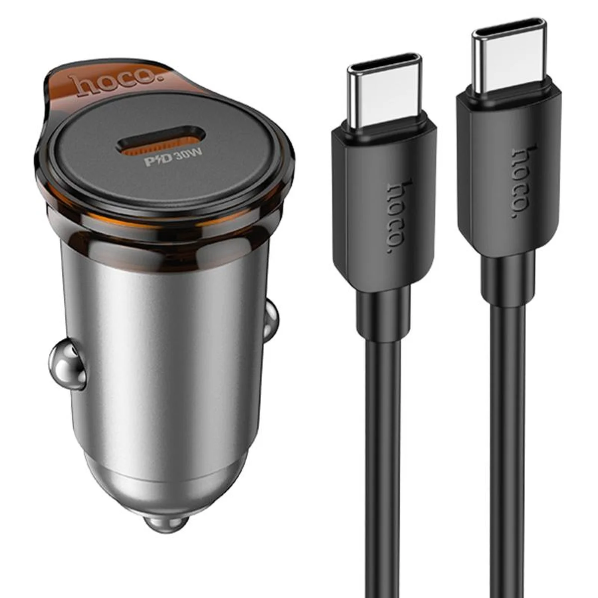 АЗУ Hoco NZ16 Rigorous PD30W (1USB-C) + кабель Type-C to Type-C Metal grey