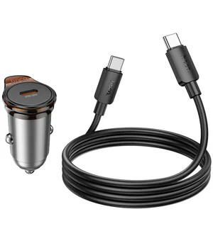 АЗУ Hoco NZ16 Rigorous PD30W (1USB-C) + кабель Type-C to Type-C Metal grey