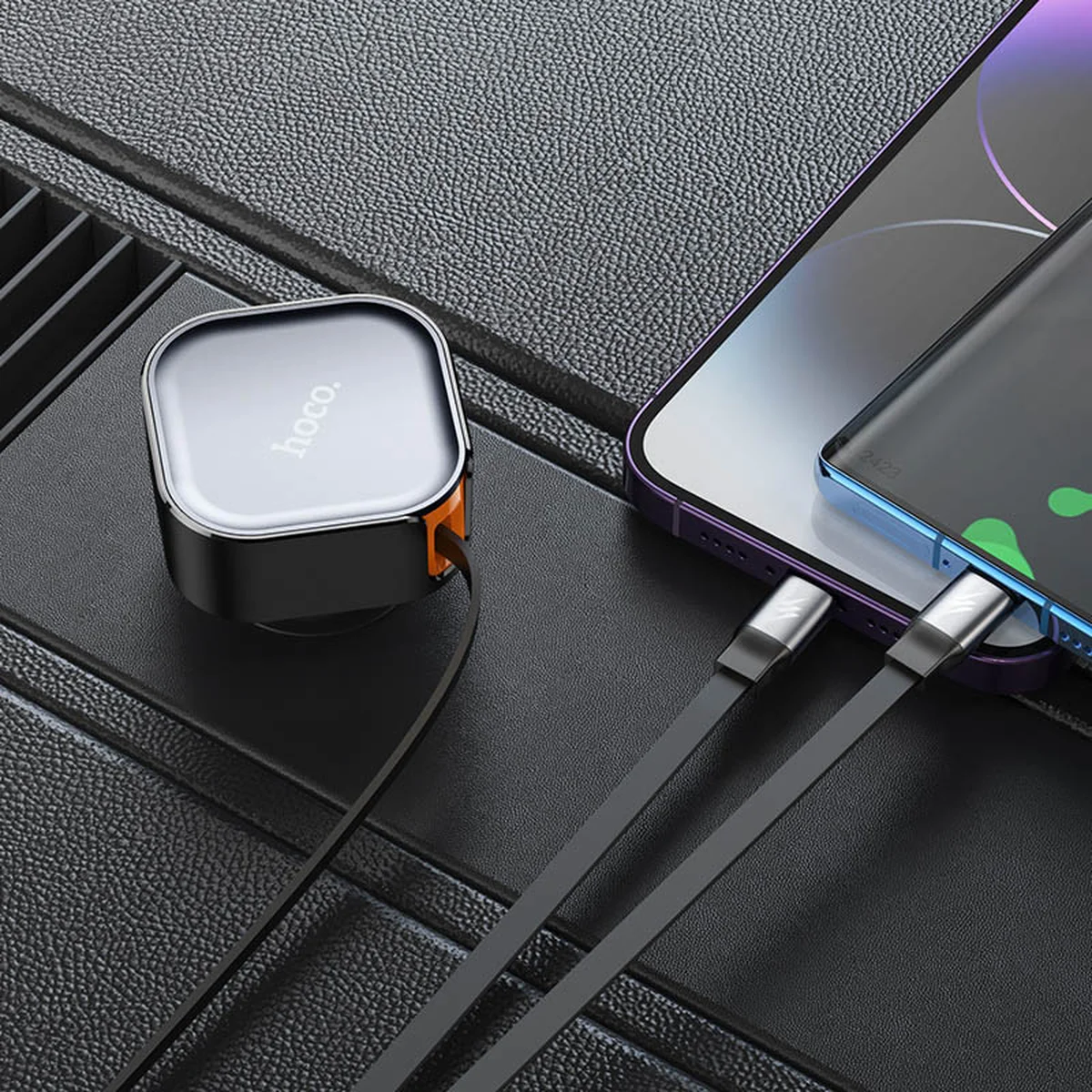 АЗУ Hoco NZ13 Clever PD30W + выдвижные кабеля Type-C and Lightning Black