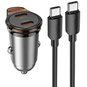 АЗУ Hoco NZ16B Rigorous PD45W (2USB-C) + кабель Type-C to Type-C Metal grey