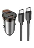 АЗУ Hoco NZ16B Rigorous PD45W (2USB-C) + кабель Type-C to Type-C Metal grey