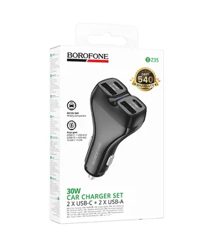 АЗУ Borofone BZ35 Leader PD15W+QC3.0 total 30W (2USB-A/2C) Black