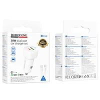 АЗУ Borofone BZ34B Cloud PD20W+QC3.0 total 38W (1USB-A/1C) + кабель Type-C to Type-C White