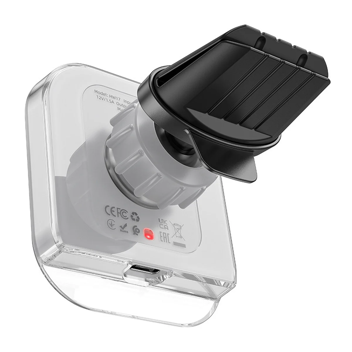 Автотримач із БЗУ Hoco HW17 Crystal (air outlet) Gray