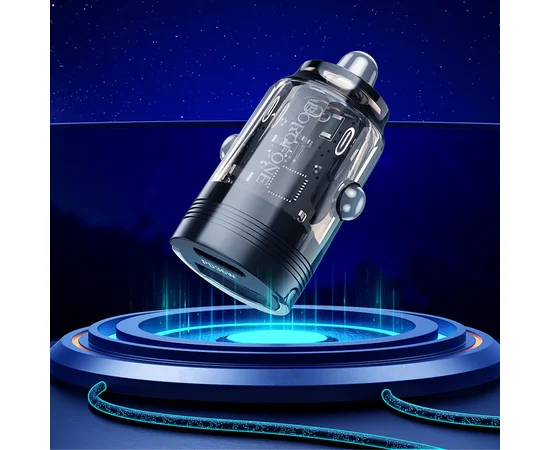 АЗУ Borofone BZ29A Talented PD36W+QC3.0 (1USB-A/1C) + кабель Type-C to Lightning Transparent black