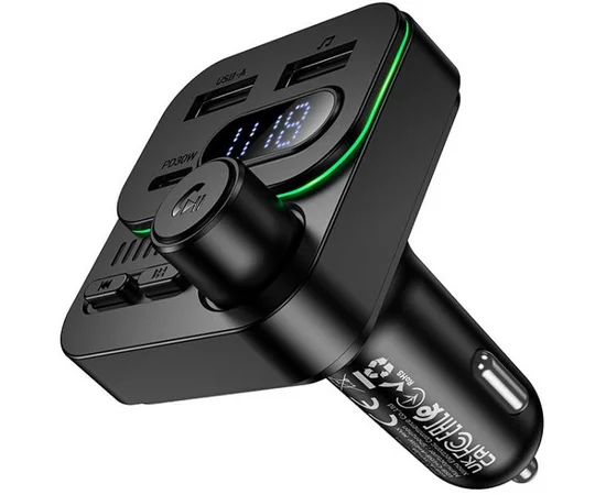 АЗУ FM модулятор Borofone BC61 Ocean 45W (1USB-A/1C) Black