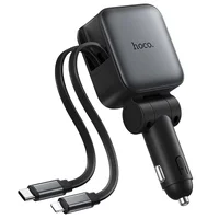 АЗУ Hoco Z67A Triunfar PD45W+QC3.0 total 60W with retractable cables (1USB-A/2C/1L) Metal gray