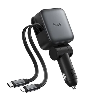 АЗУ Hoco Z67A Triunfar PD45W+QC3.0 total 60W with retractable cables (1USB-A/2C/1L) Metal gray