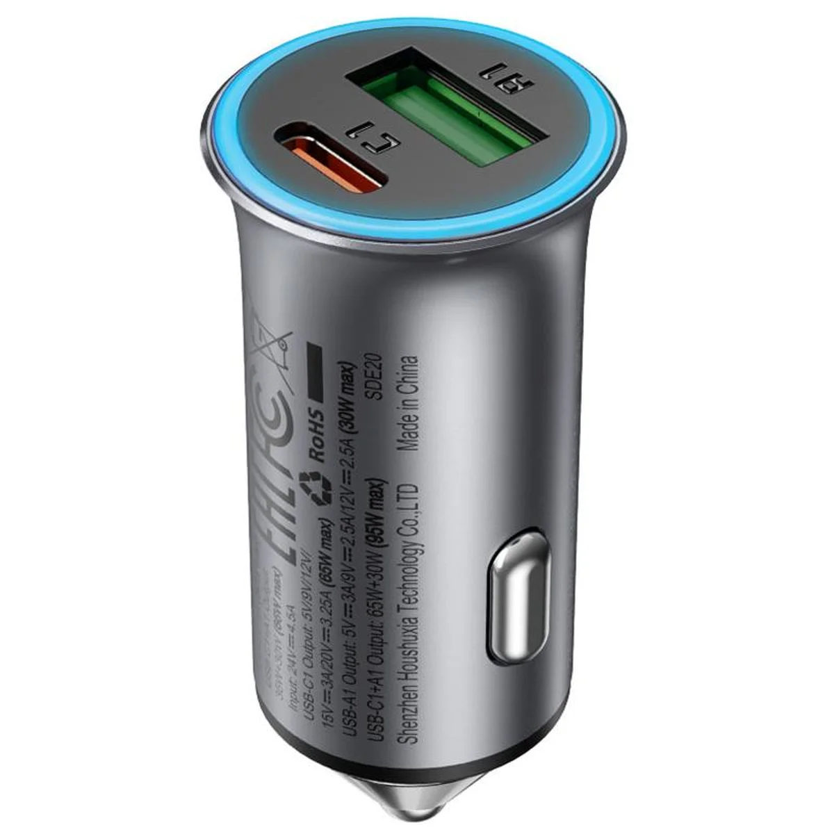 АЗУ Acefast B16 PD65W+QC3.0 total 95W (1USB-A/1C) Gray