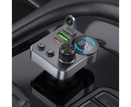 АЗУ FM модулятор Hoco E86 Alegria PD30W+QC3.0 48W (2USB-A/1C) Black