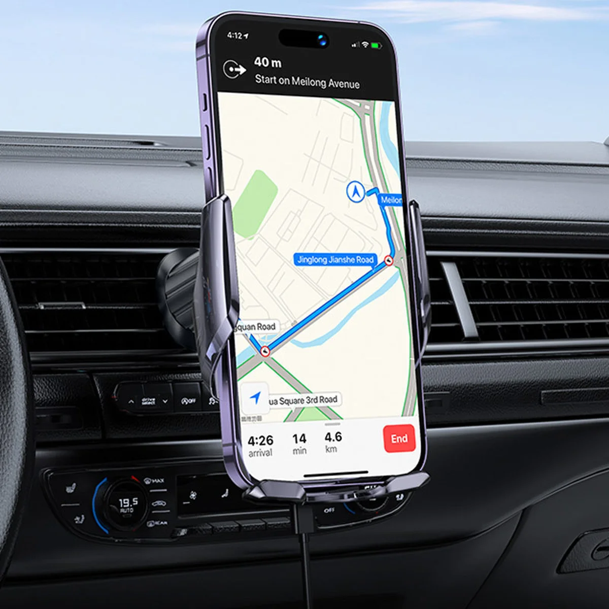 Автотримач із БЗУ Hoco CA202 Plus Black