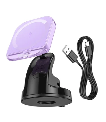 Автодержатель с БЗУ Hoco HW18 Crystal (center console) Romantic purple