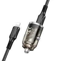 АЗУ Borofone BZ29B Outstanding PD36W (2USB-C) + кабель Type-C to Lightning Transparent black