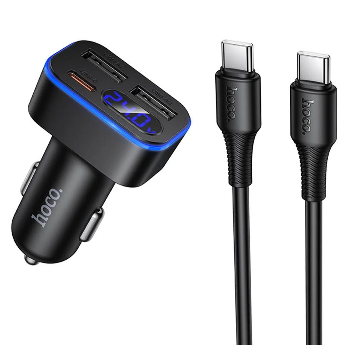 АЗУ Hoco Z63A Barry PD42W+QC3.0 (2USB-A/1C) + кабель Type-C to Type-C Black