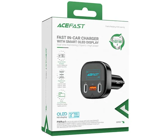 АЗУ Acefast B5 PD36W+QC4.0 total 101W (1USB-A/2C) Black