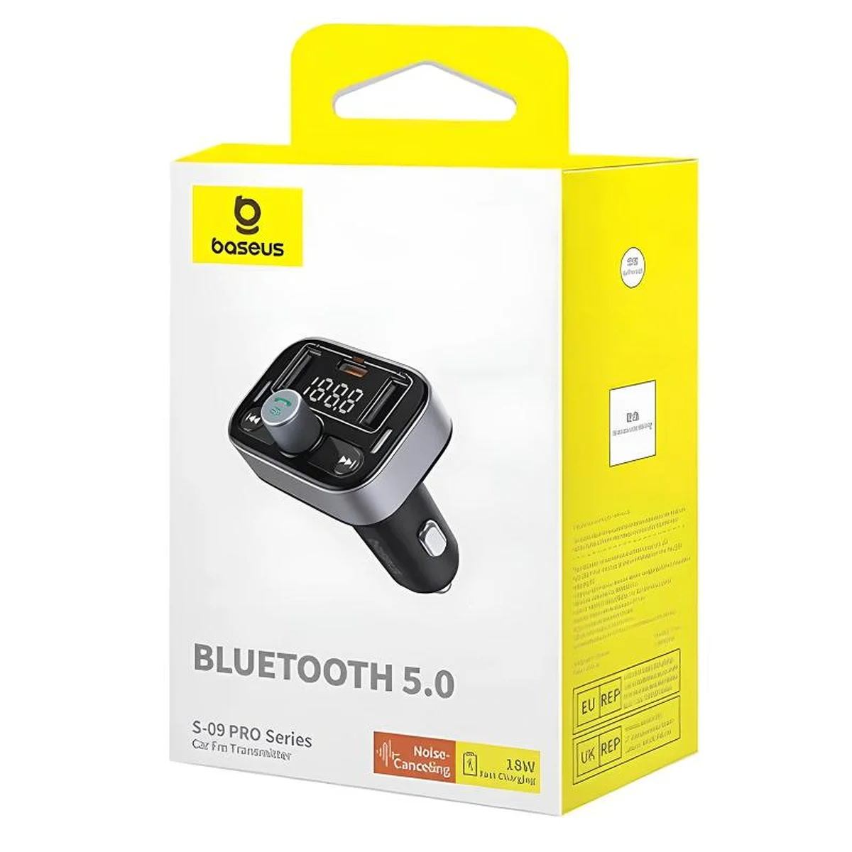 АЗУ FM модулятор Baseus S-09 Pro Series 18W (2USB-A/1C) (C10762200113) Cluster Black