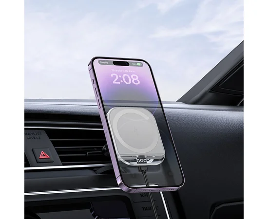 Автодержатель с БЗУ Hoco HW17 Crystal (air outlet) White