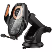 Автодержатель с БЗУ Hoco HW34 Blue whale 3-axis linkage wireless 15W (center console) Black