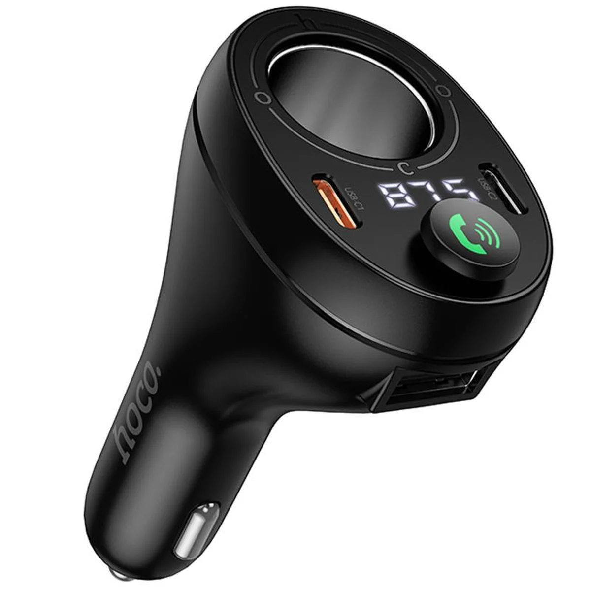 АЗУ FM модулятор Hoco E88 Star cigarette lighter 35W (2USB-C) Black