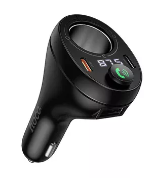 АЗУ FM модулятор Hoco E88 Star cigarette lighter 35W (2USB-C) Black
