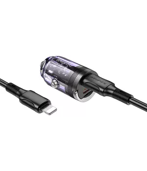 АЗУ Borofone BZ29B Outstanding PD36W (2USB-C) + кабель Type-C to Lightning Transparent purple