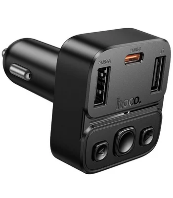 АЗУ FM модулятор Hoco E87 Delta 35W (1USB-A/1C) Black