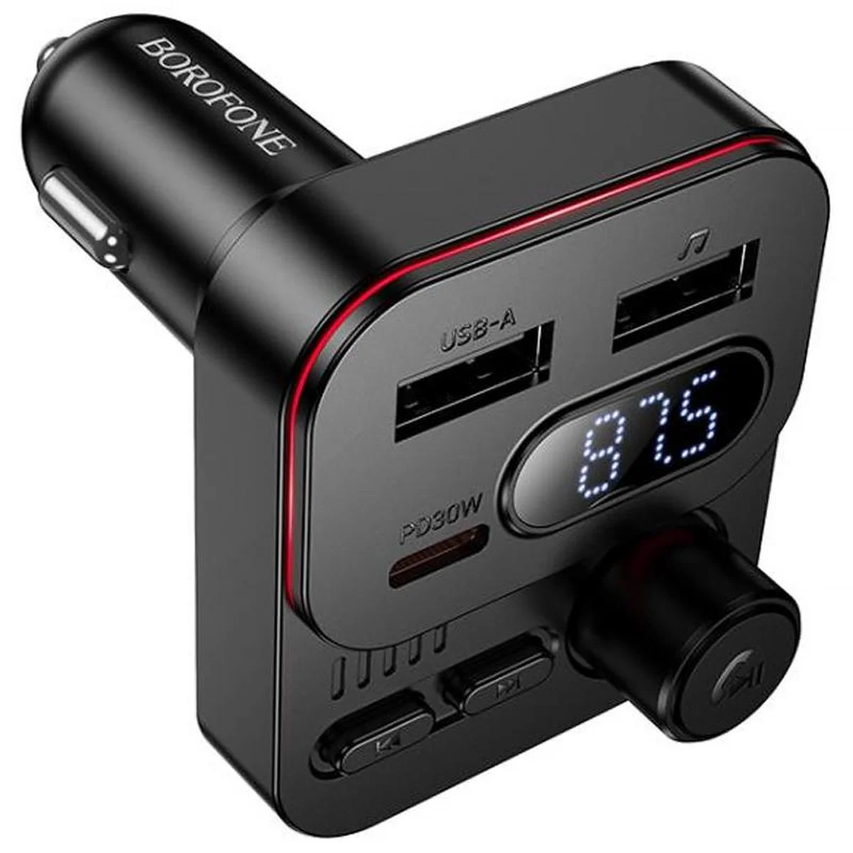 АЗУ FM модулятор Borofone BC61 Ocean 45W (1USB-A/1C) Black