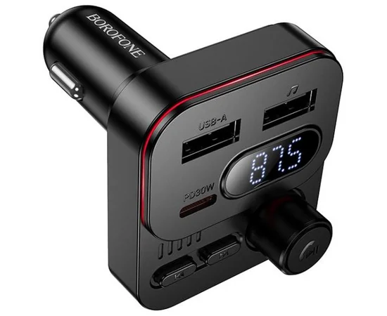 АЗУ FM модулятор Borofone BC61 Ocean 45W (1USB-A/1C) Black