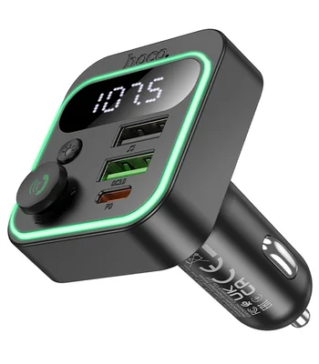 АЗУ FM модулятор Hoco E85 Tiger PD20W+QC3.0 Black