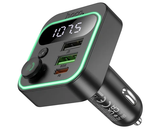 АЗУ FM модулятор Hoco E85 Tiger PD20W+QC3.0 Black
